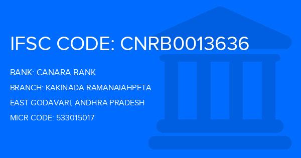 Canara Bank Kakinada Ramanaiahpeta Branch IFSC Code
