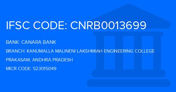 Canara Bank Kanumalla Malineni Lakshmiah Engineering College Branch IFSC Code