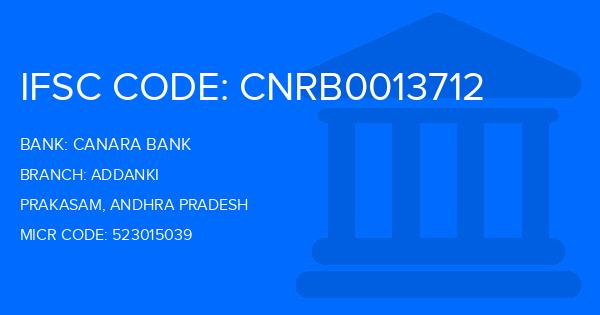 Canara Bank Addanki Branch IFSC Code