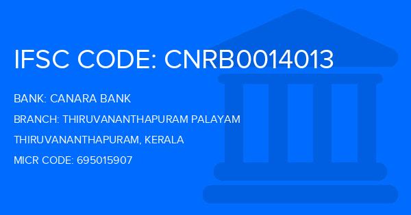 Canara Bank Thiruvananthapuram Palayam Branch IFSC Code