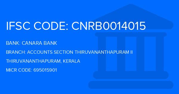 Canara Bank Accounts Section Thiruvananthapuram Ii Branch IFSC Code