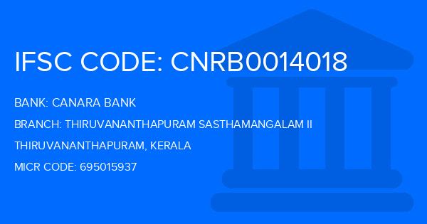 Canara Bank Thiruvananthapuram Sasthamangalam Ii Branch IFSC Code