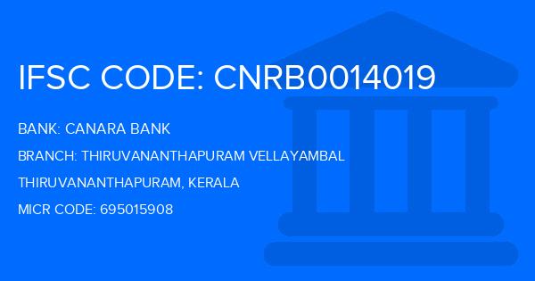 Canara Bank Thiruvananthapuram Vellayambal Branch IFSC Code