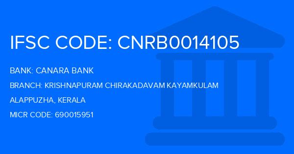 Canara Bank Krishnapuram Chirakadavam Kayamkulam Branch IFSC Code