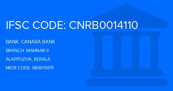 Canara Bank Mannar Ii Branch IFSC Code
