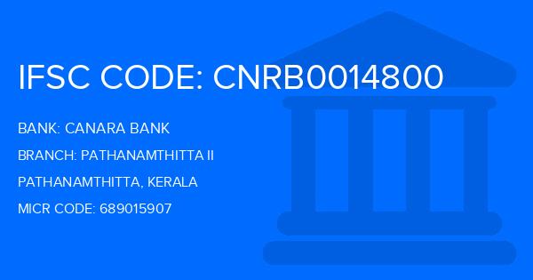 Canara Bank Pathanamthitta Ii Branch IFSC Code