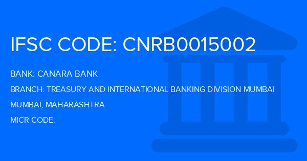 Canara Bank Treasury And International Banking Division Mumbai Branch IFSC Code