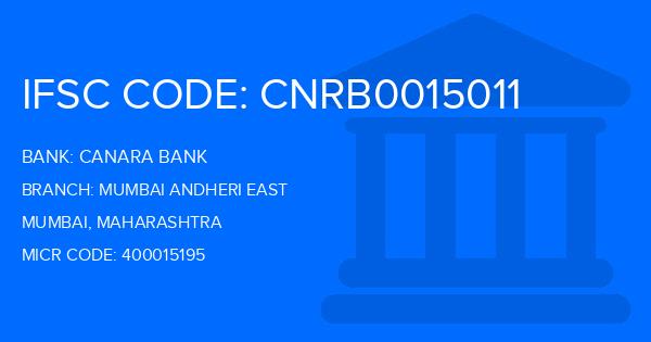 Canara Bank Mumbai Andheri East Branch IFSC Code