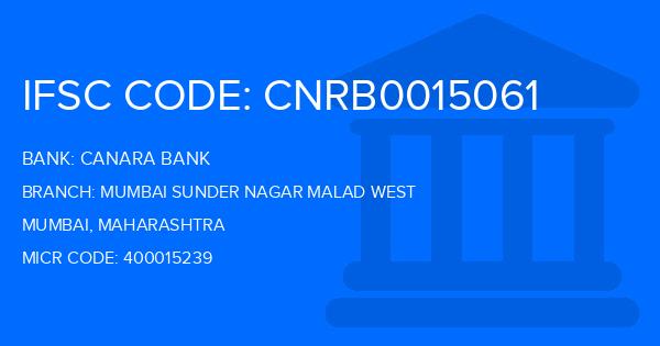 Canara Bank Mumbai Sunder Nagar Malad West Branch IFSC Code