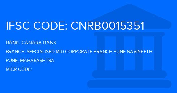 Canara Bank Specialised Mid Corporate Branch Pune Navinpeth Branch IFSC Code