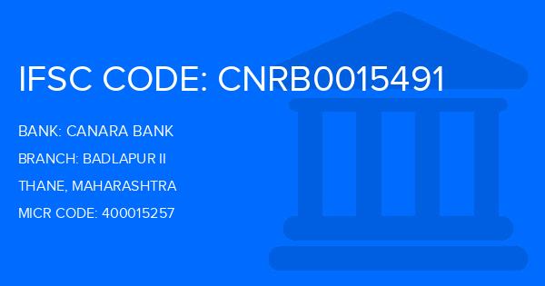 Canara Bank Badlapur Ii Branch IFSC Code