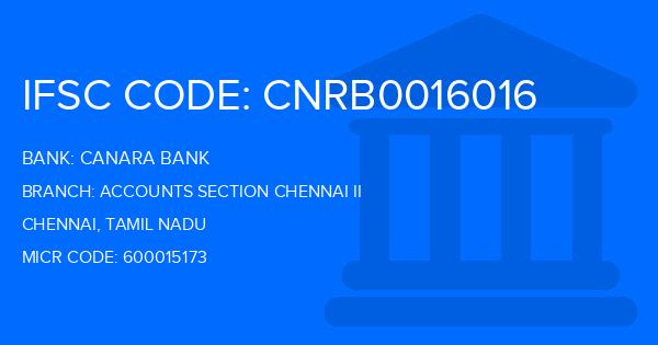 Canara Bank Accounts Section Chennai Ii Branch IFSC Code