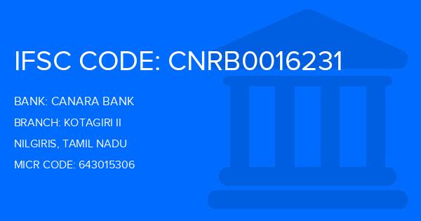 Canara Bank Kotagiri Ii Branch IFSC Code