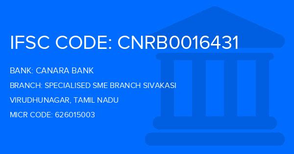 Canara Bank Specialised Sme Branch Sivakasi Branch IFSC Code