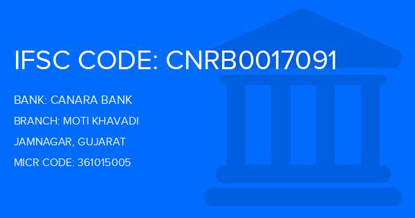 Canara Bank Moti Khavadi Branch IFSC Code