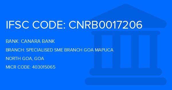 Canara Bank Specialised Sme Branch Goa Mapuca Branch IFSC Code
