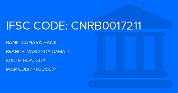 Canara Bank Vasco Da Gama Ii Branch IFSC Code