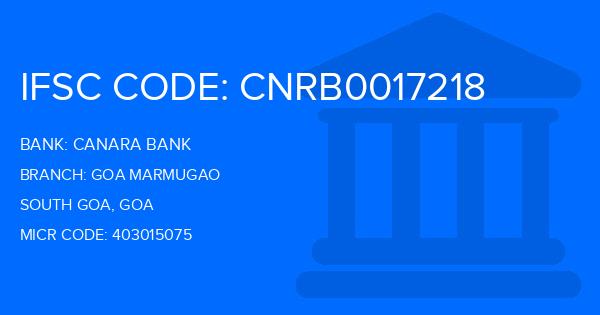 Canara Bank Goa Marmugao Branch IFSC Code