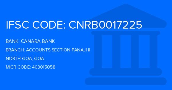 Canara Bank Accounts Section Panaji Ii Branch IFSC Code