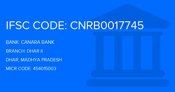 Canara Bank Dhar Ii Branch IFSC Code