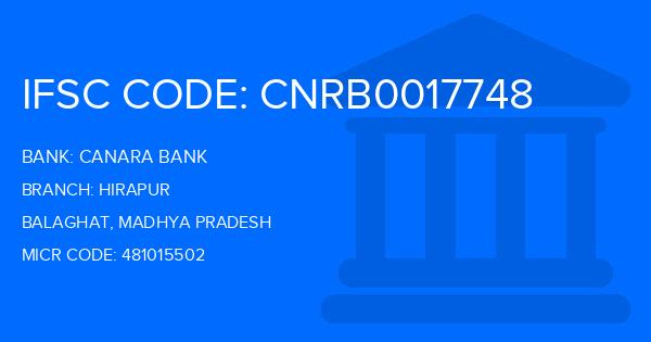 Canara Bank Hirapur Branch IFSC Code