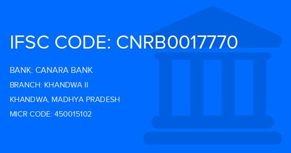 Canara Bank Khandwa Ii Branch IFSC Code