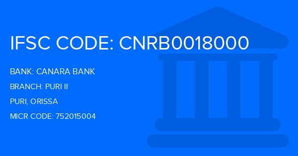 Canara Bank Puri Ii Branch IFSC Code