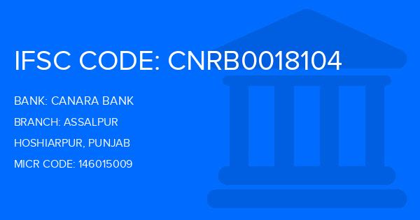 Canara Bank Assalpur Branch IFSC Code