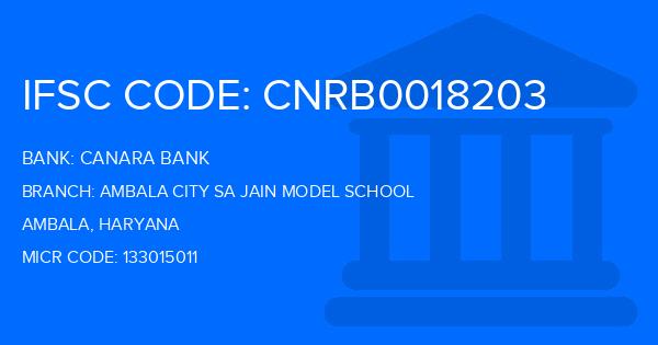 Canara Bank Ambala City Sa Jain Model School Branch IFSC Code