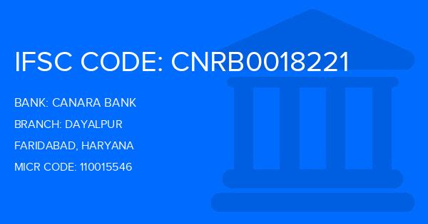 Canara Bank Dayalpur Branch IFSC Code
