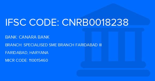 Canara Bank Specialised Sme Branch Faridabad Iii Branch IFSC Code