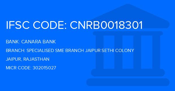 Canara Bank Specialised Sme Branch Jaipur Sethi Colony Branch IFSC Code