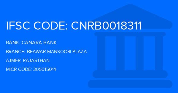 Canara Bank Beawar Mansoori Plaza Branch IFSC Code