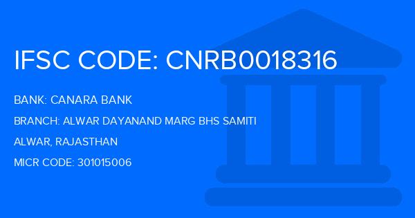 Canara Bank Alwar Dayanand Marg Bhs Samiti Branch IFSC Code