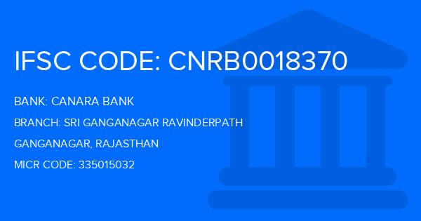 Canara Bank Sri Ganganagar Ravinderpath Branch IFSC Code