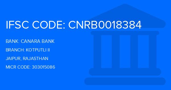 Canara Bank Kotputli Ii Branch IFSC Code