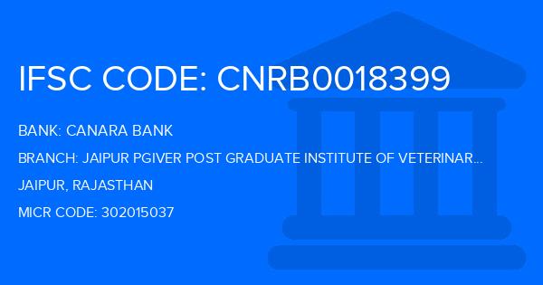 Canara Bank Jaipur Pgiver Post Graduate Institute Of Veterinary Education And Research Jamdoli Branch IFSC Code