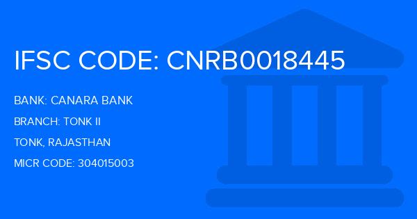 Canara Bank Tonk Ii Branch IFSC Code