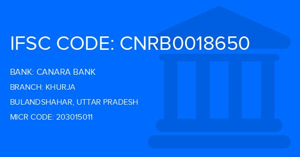 Canara Bank Khurja Branch IFSC Code