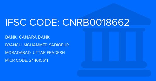 Canara Bank Mohammed Sadiqpur Branch IFSC Code