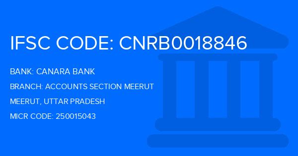 Canara Bank Accounts Section Meerut Branch IFSC Code