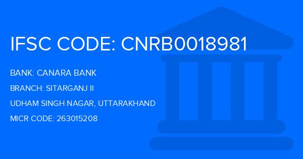 Canara Bank Sitarganj Ii Branch IFSC Code