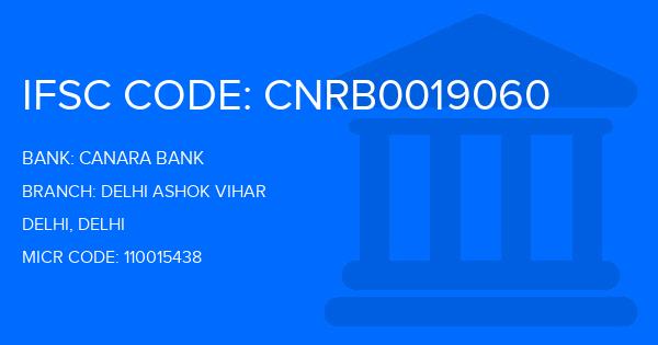 Canara Bank Delhi Ashok Vihar Branch IFSC Code