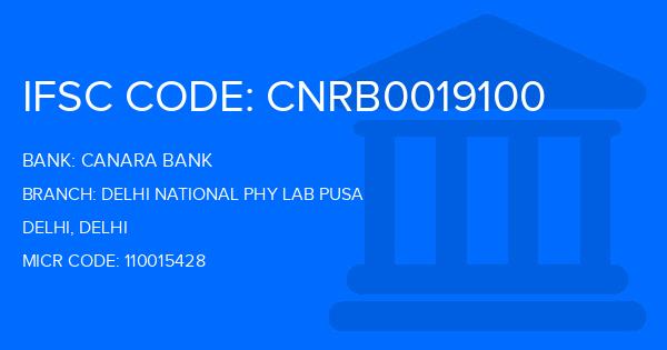 Canara Bank Delhi National Phy Lab Pusa Branch IFSC Code