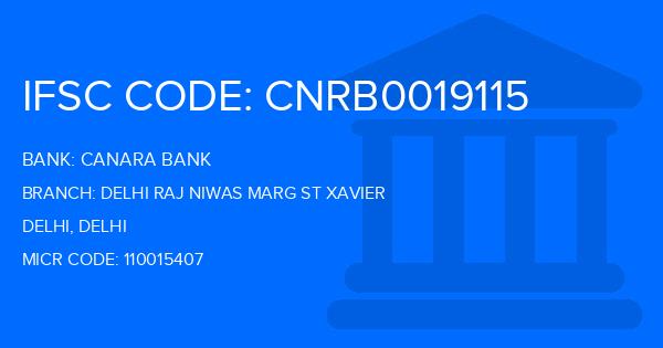 Canara Bank Delhi Raj Niwas Marg St Xavier Branch IFSC Code