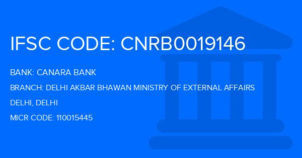 Canara Bank Delhi Akbar Bhawan Ministry Of External Affairs Branch IFSC Code
