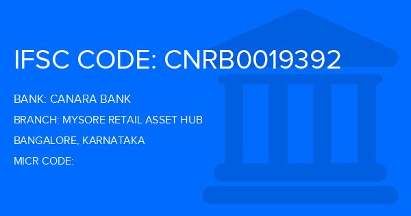 Canara Bank Mysore Retail Asset Hub Branch IFSC Code
