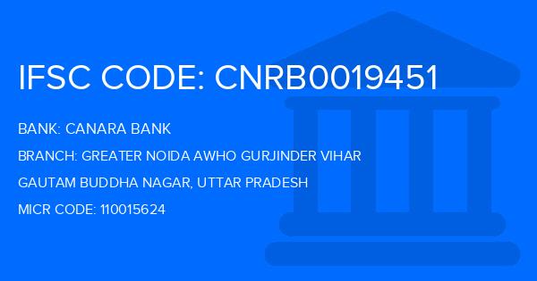 Canara Bank Greater Noida Awho Gurjinder Vihar Branch IFSC Code