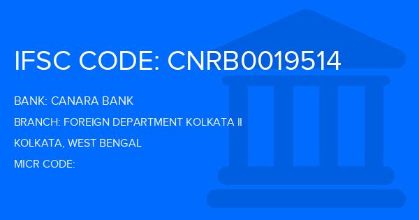 Canara Bank Foreign Department Kolkata Ii Branch IFSC Code