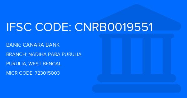 Canara Bank Nadiha Para Purulia Branch IFSC Code